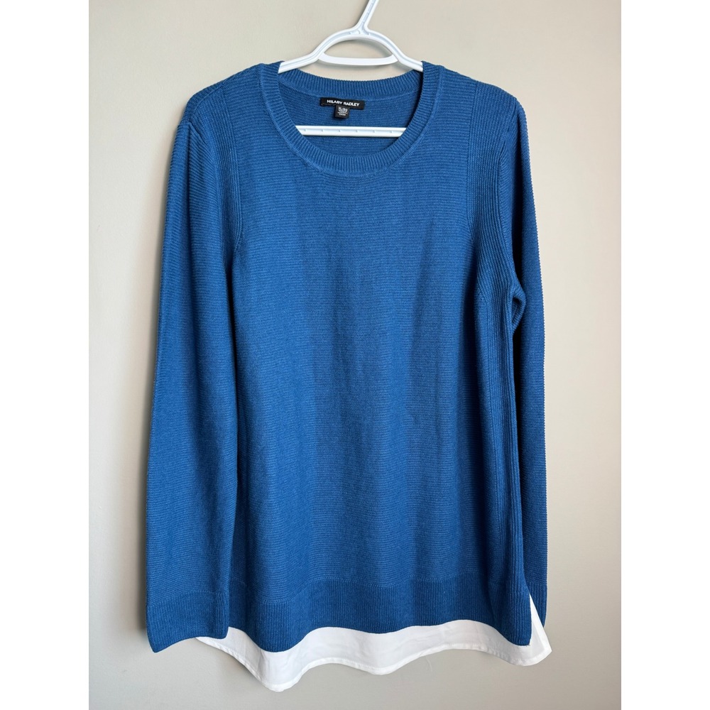 Hilary Radley Womens Blue Layered Look Sweater XL Preppy Officecore Minimalist
